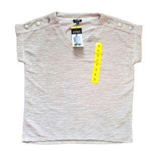 NWT JONES NEW YORK V-NECK RIBBED TOP SZ.S